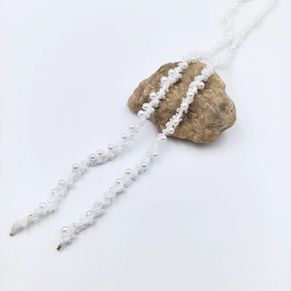 50CM Beaded Lace Pearl Lace Woven Ribbon Colorful DIY Handmade Jewelry Necklaces Bracelets Clothes Lace Materials