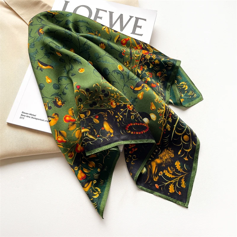 Fashion 100% Silk Satin Scarf Women Handkerchief Printed Bag Scarfs Female Square Head Bandana Small Neck Scarves For Ladies