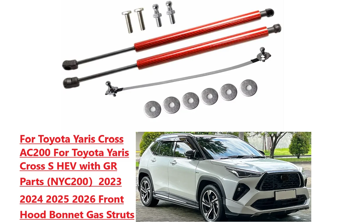 

2PC Hood Damper for Toyota Yaris Cross AC200 S HEV with GR Parts 2023-2026 Front Bonnet Gas Struts Lift Support Shock Absorber