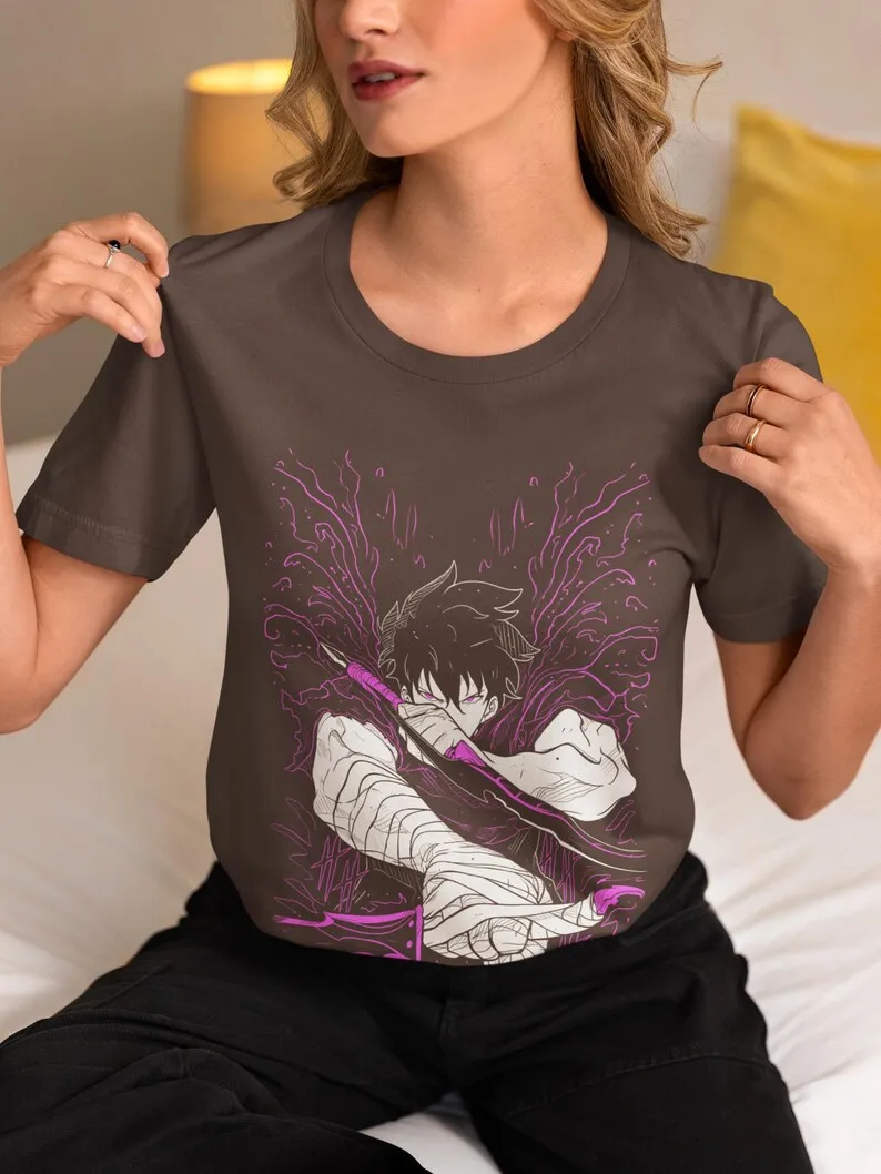 Dark Hunter Unisex T-shirt - Anime-Inspired Apparel, Korean Manga Style, Otaku Gift, Japan-Inspired Fashion, Fantasy Adventure,