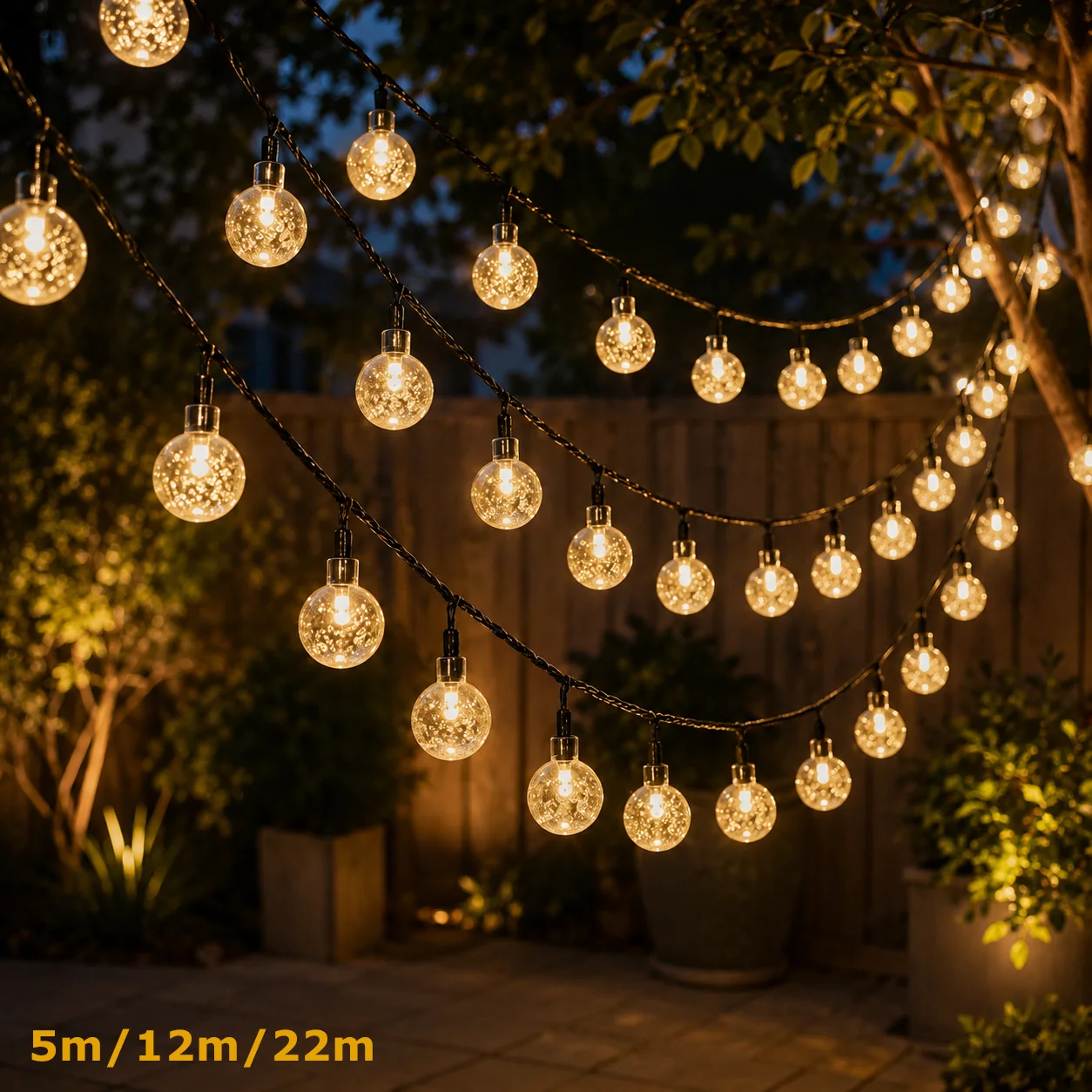SETONR Smart Solar Kristallkugel-Lichterkette, RGB-Farbwechselnde Außenbeleuchtung, IP44 Wasserdichte Dekorationslichter für Garten, Terrasse, Hof, Wohnwagen, Weihnachten, Hochzeit, Ramadan & Party