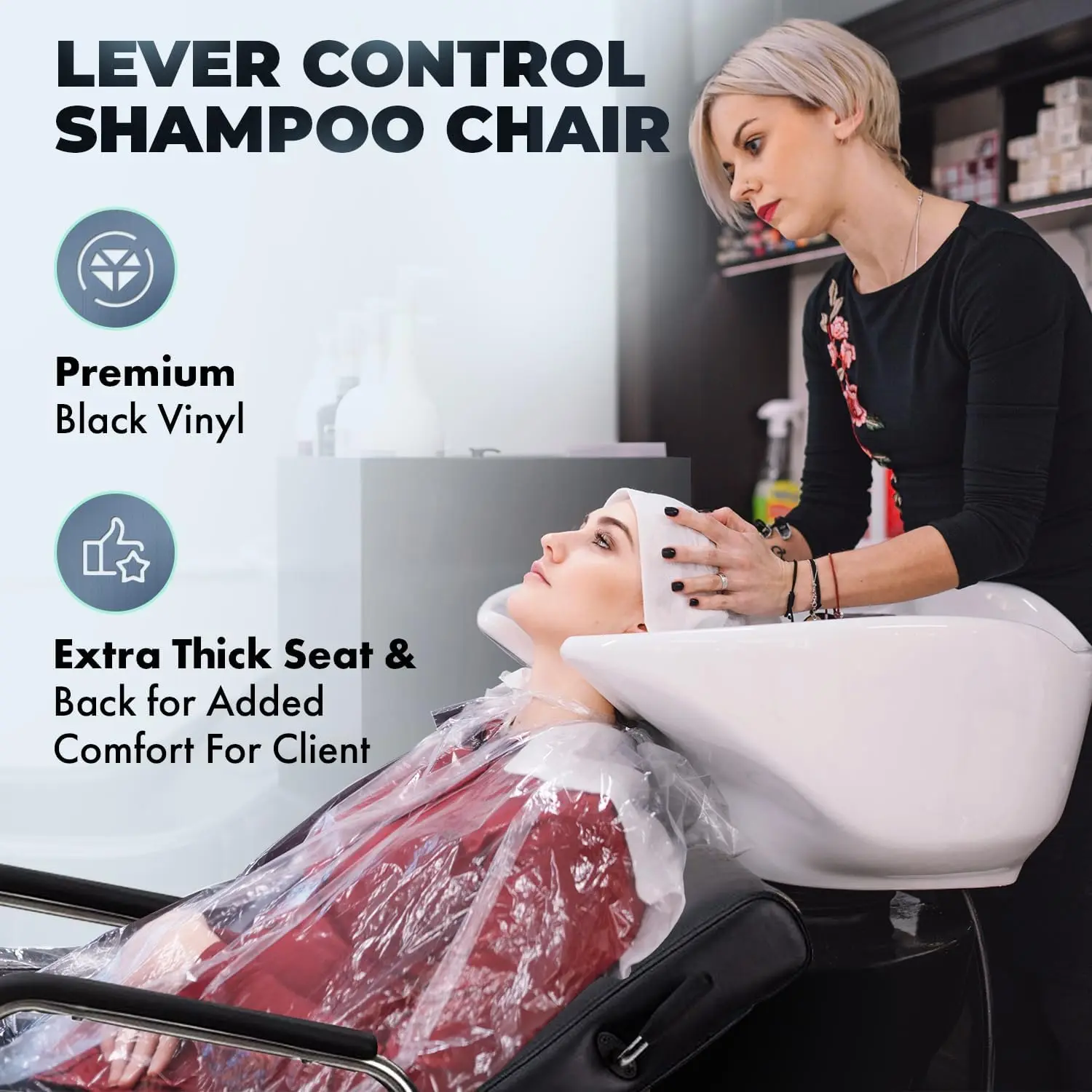 Beli-Rite headphone Salon profesional Kursi sampo, kursi malas kontrol tuas dengan sandaran kaki Kick-Out untuk penata rambut dan