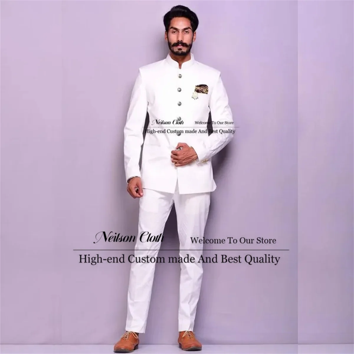 

Formal White Single Breasted Male Prom Blazers 2 Pieces Sets Groom Wedding Tuxedos For Men Slim Fit Business Costume Homme