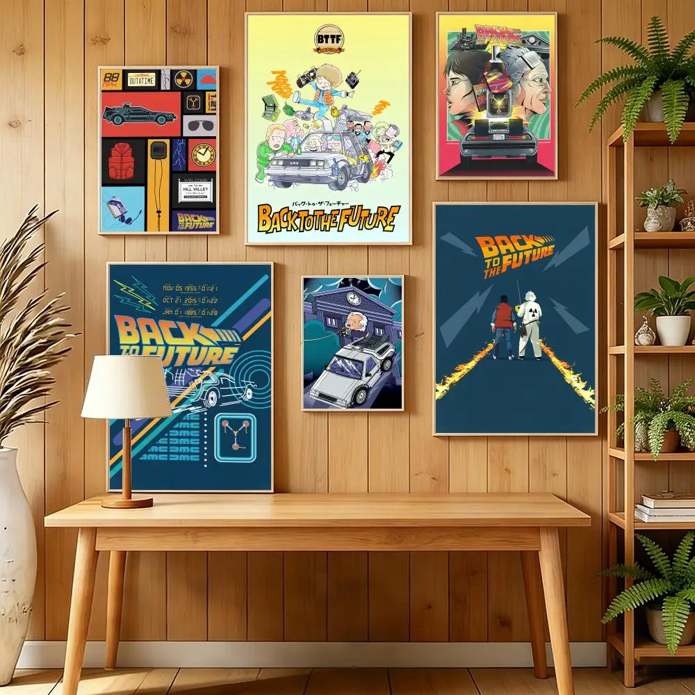 B-back To The Future Classic Movie Poster HD Self Adhesive Wall Mural Stickers Decals for Bedroom Living Room Home Decor Gift