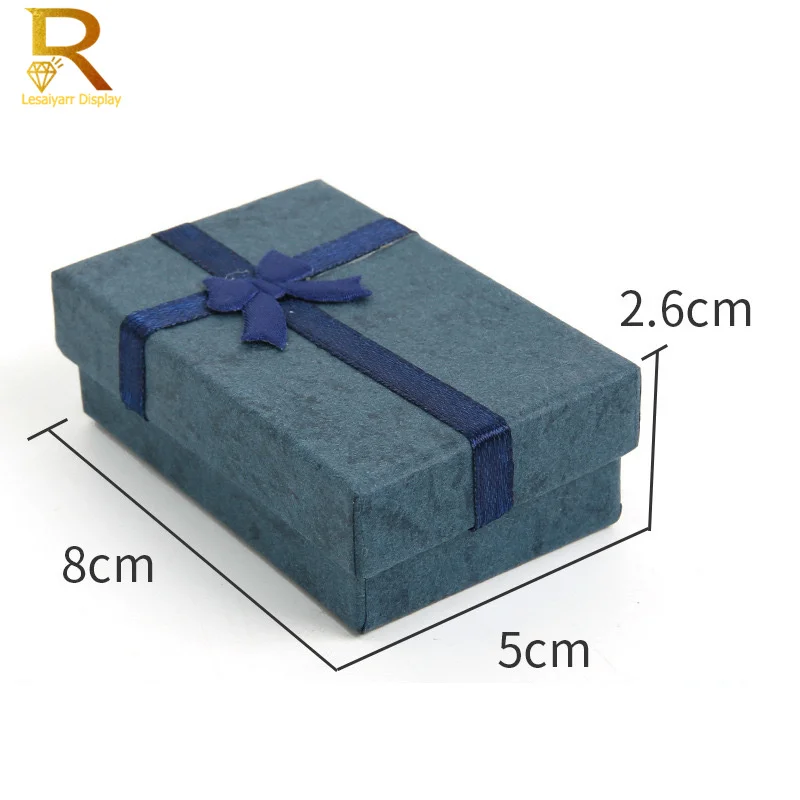 24 Stück hochwertiges Papier-Ring-Halsketten-Set, Schmuck, Halskette, Ohrringe, rechteckiges Paket, Geschenkbox, 5 x 8 x 2,5 cm