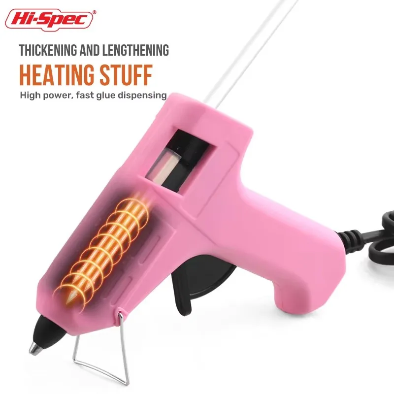 Hi-Spec 27PCS Lovely Pink 10w Cordless Hot Glue Gun Fast Heating Glue Gun Kit with  Glue Sticks Women Lady Home DIY Tools