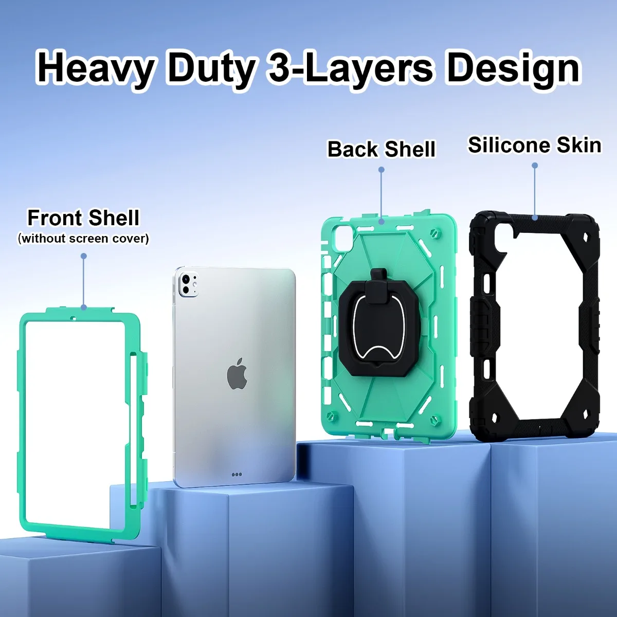 Shockproof Tablet Case For iPad Air5 Air11 10th A16 A19 Pro11 13 iPad 10.2 9th 8th 6th 5th 9.7 Mini 7 6 Rotate Stand Case Funda