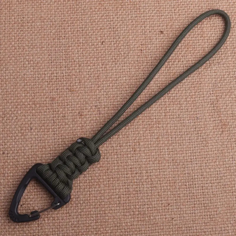 20cm Paracord Keychain Braided Woven Nylon Lanyard Metal Triangle Buckle High Strength Parachute Cord Carabiner