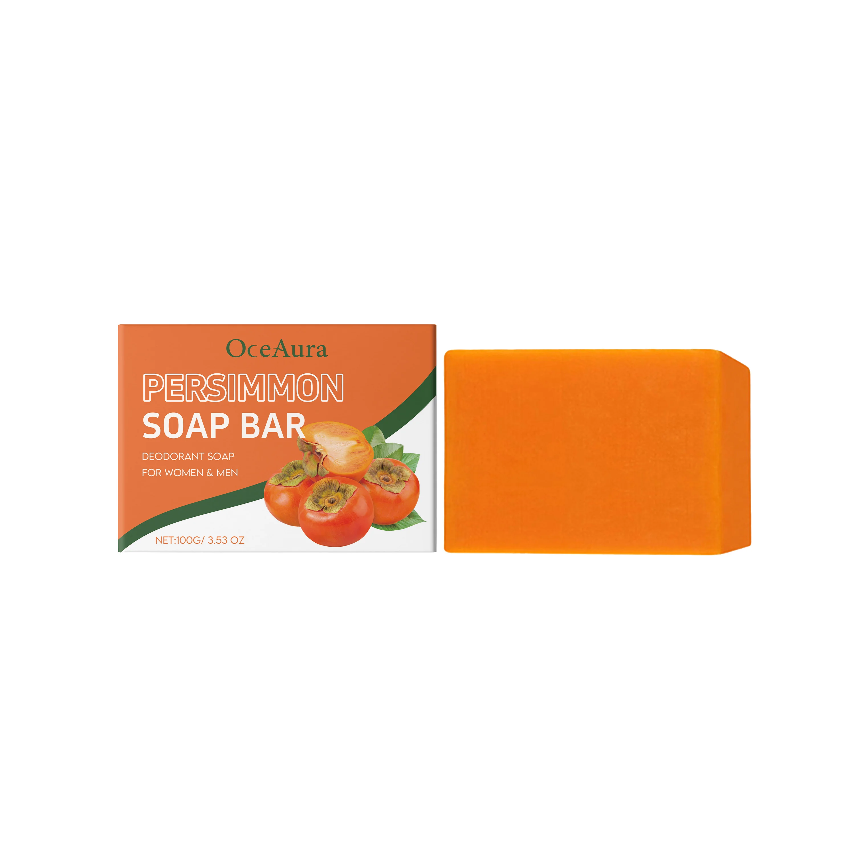 Oceaura Persimmon Soap Bar For Body Odor-Eliminating Oil Control Refreshing Gentle Hydration Persimmon Handmade Soap 100g