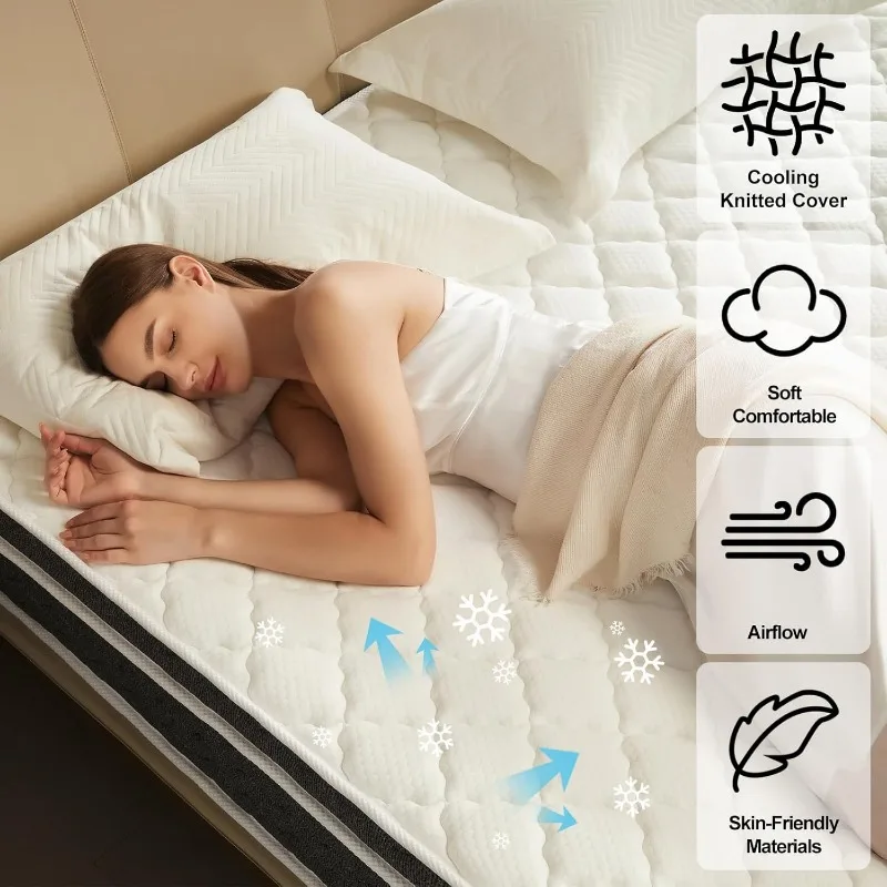 Queen MattressMemory Foam and Pocket Springs Pressure Relief | Motion Isolation, Edge Support CertiPUR-US Certified Medium Firm