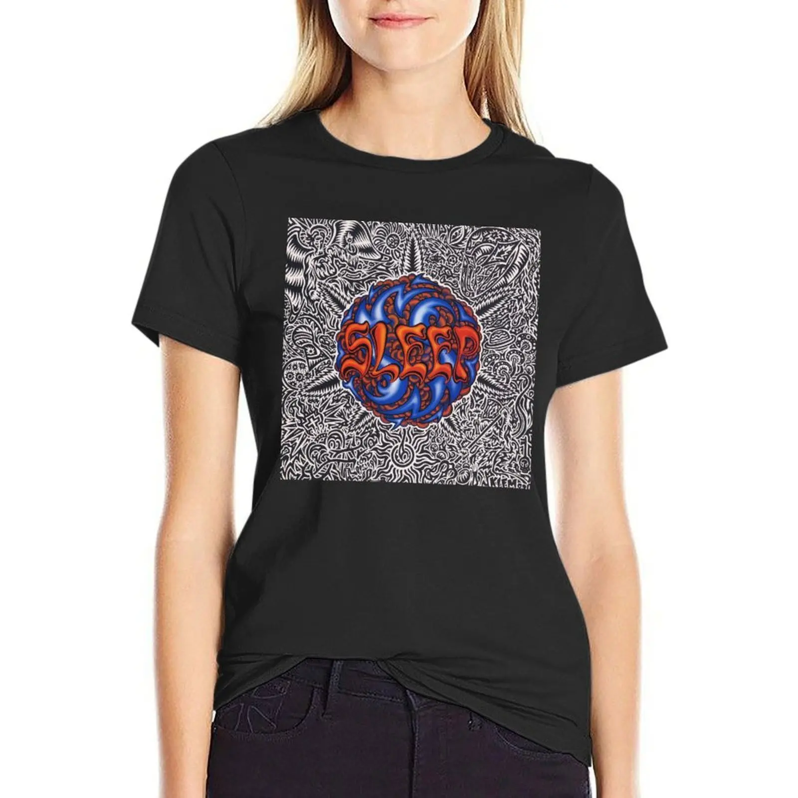 

bunderan sleep blue T-Shirt vintage animal print plain aesthetic clothes graphic t-shirts for Women