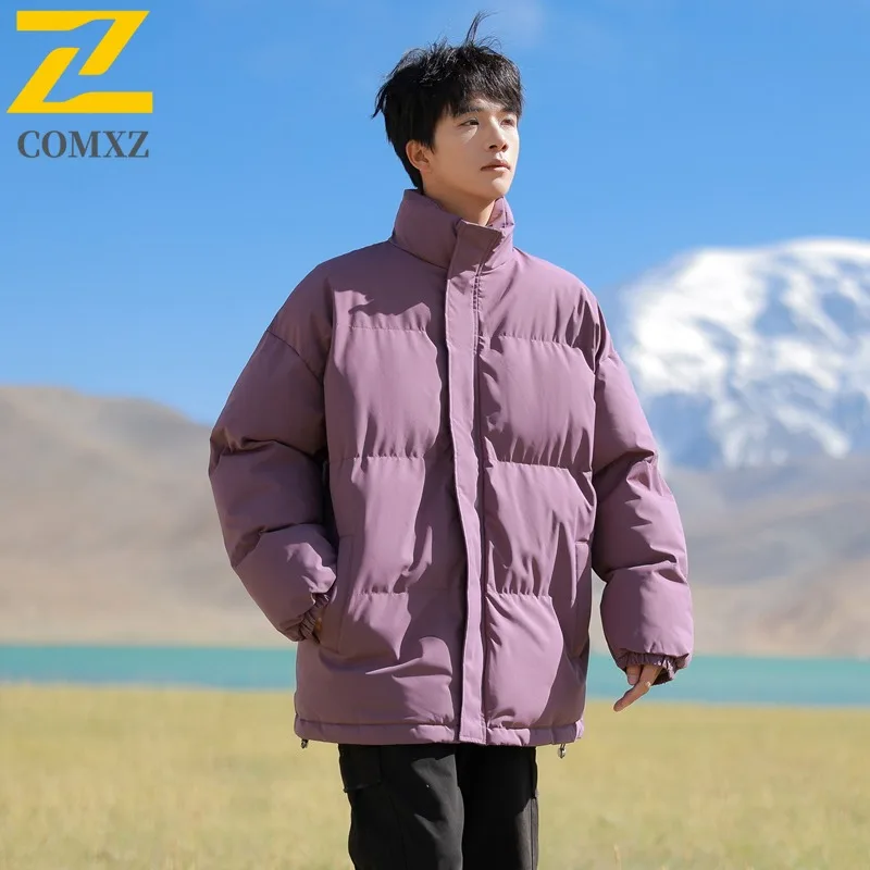 Mens Medium long Cotton Jacket Winter American Style Solid color Waterproof Windproof Parka Thermal Outdoor Sports Casual Coat