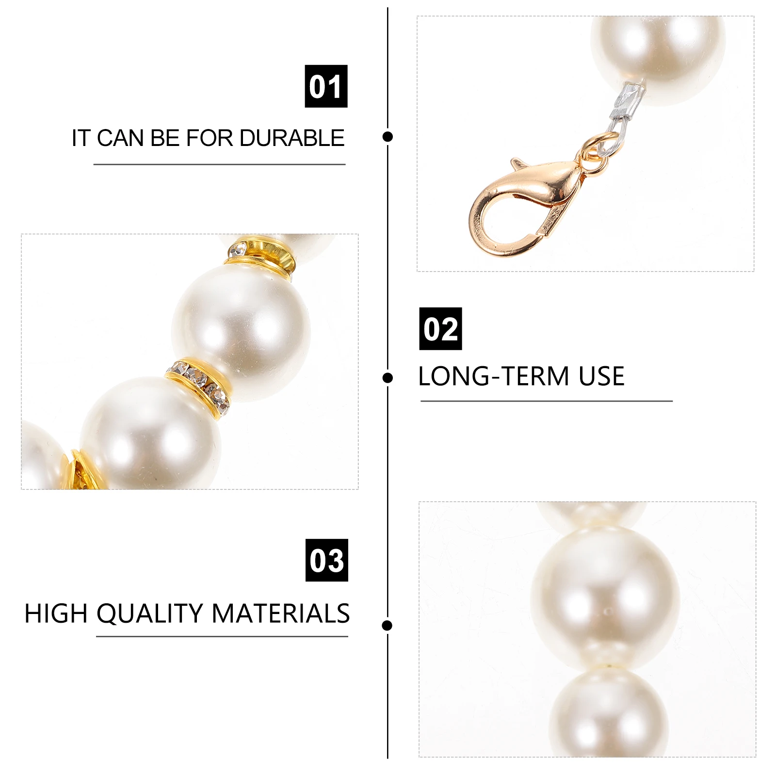 

2Pcs Pearl Bag Chain Modern Elegant Bag Chain with Buckles for Handbag Purse Shoulder Cross Body Strap Shoulder Cross Body Strap