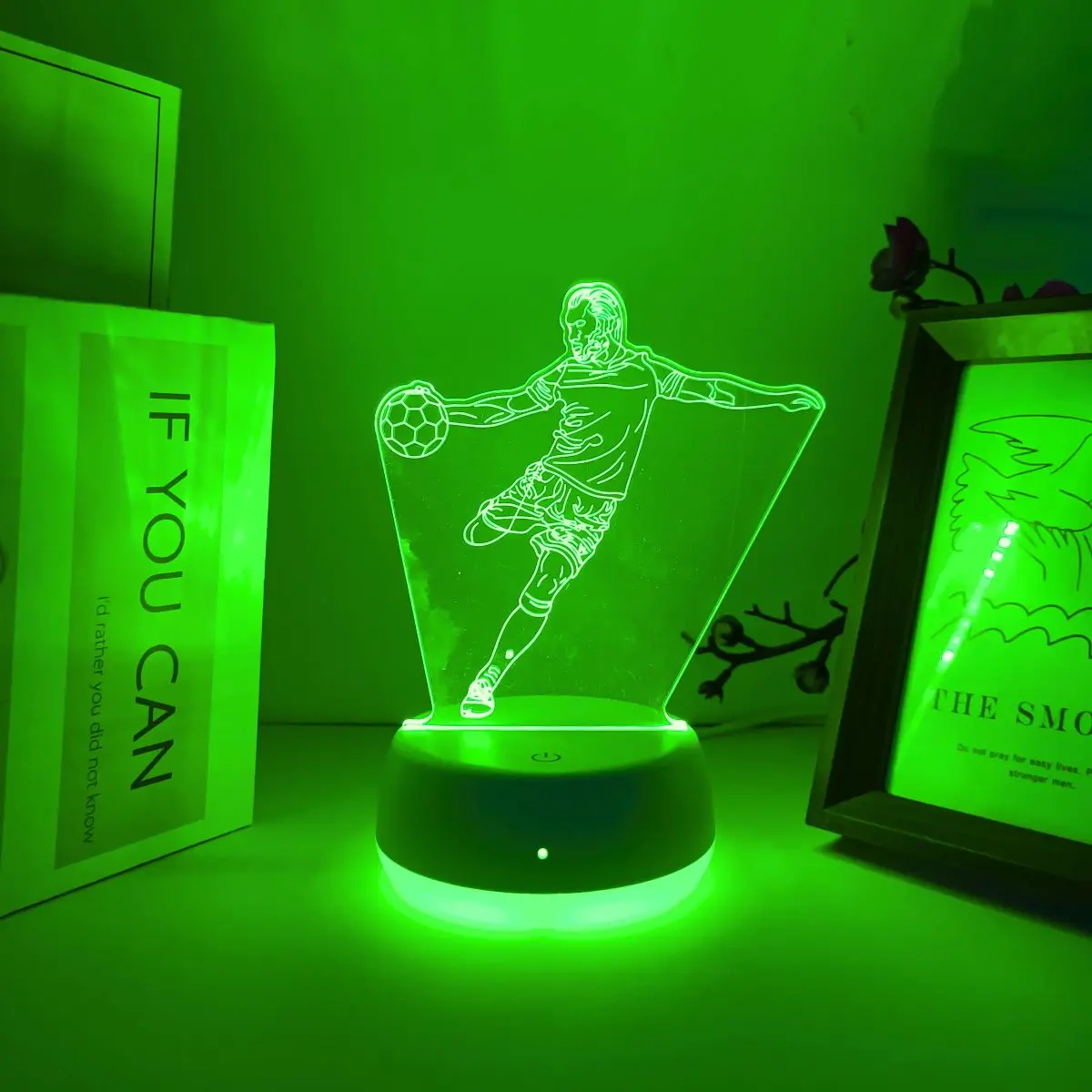 1pc Creative Football Sports Theme 3D Night Light, USB Powered Touch Switch with Seven Color Change, LED Light Base