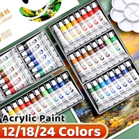 Acrylic Paint Set 12/18/24 Colors 5ml/0.17oz,Water-Proof Portable Art Rich Pigments for DlY Craft,Drawing,Painting,Canvas, Rock