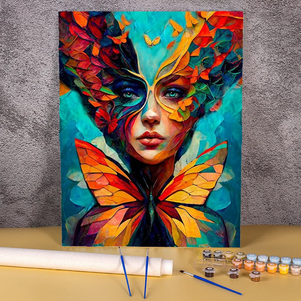 50x70cm Pictures By Numbers Flowers Butterfly Painting With Numbers On Canvas Diy Handicraft Wall Art Home Decoration Gift