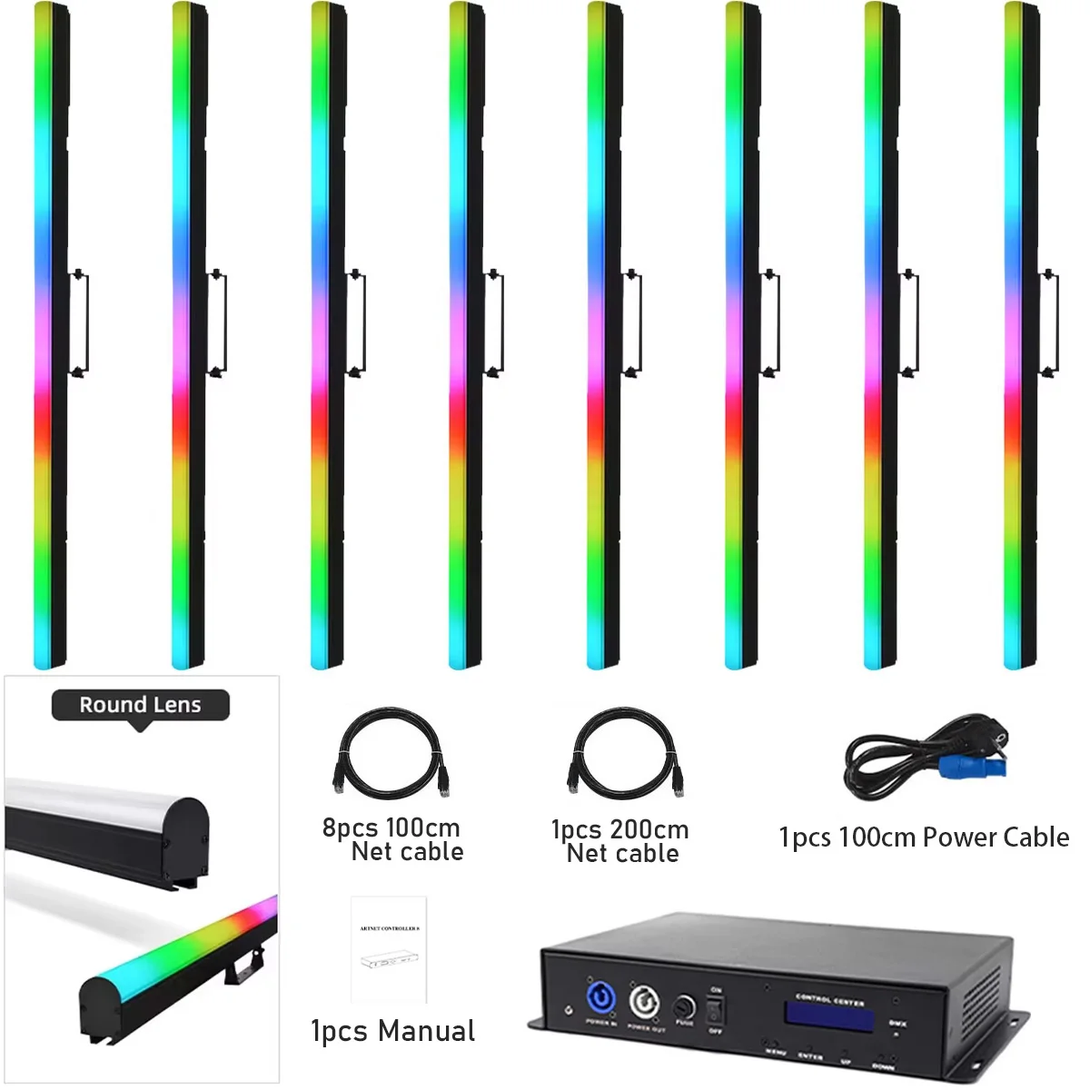 8 개 픽셀 LED 스트립 라이트 바 220V KTV 극장 강당 무대 바 콘서트 조명 Artnet 제어 상자 DMX 모드