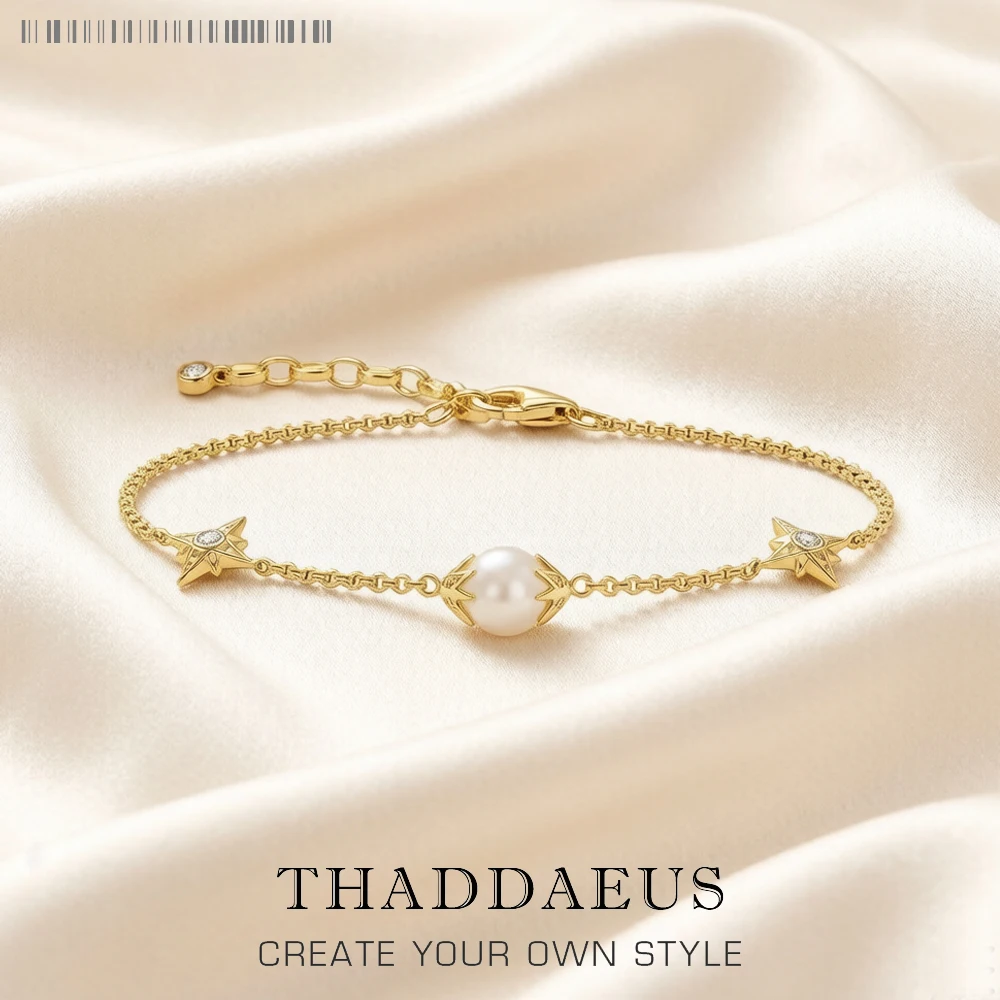 Armband Perle mit Sternen Gold neue Glieder kette Sterling Silber Böhmen Schmuck kosmisches Geschenk für Frauen