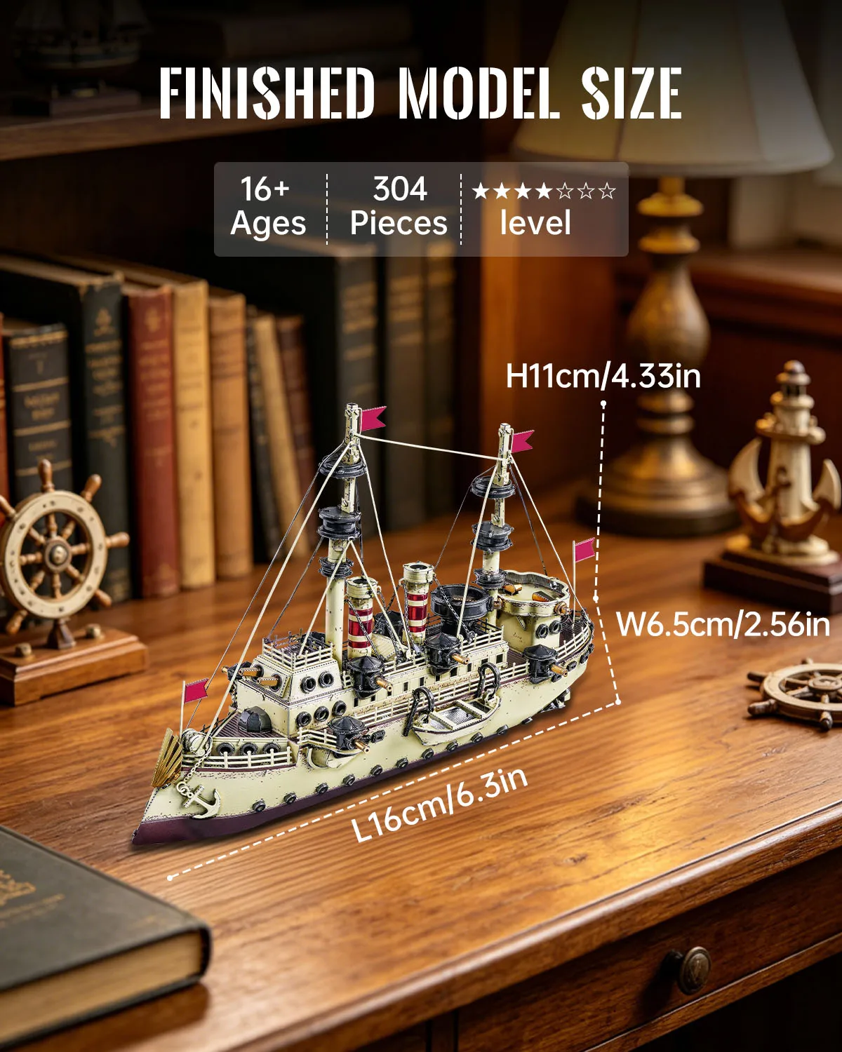 USS Baltimore C-3 metal ship model finished dimensions 16 × 6.5 × 11 cm