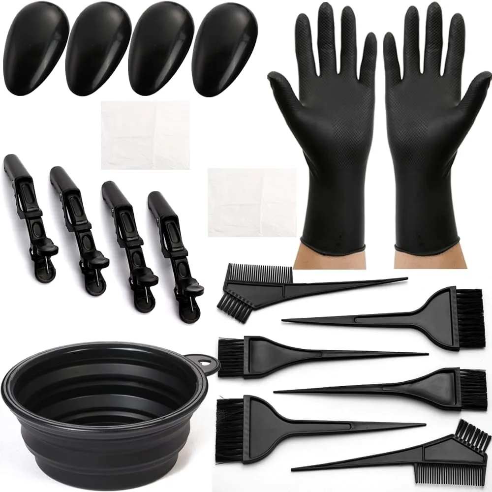 Professional Salon Hair Coloring Dyeing Kit 19Pcs with Brush Bowl Clips Hair Color Tools for Home Use