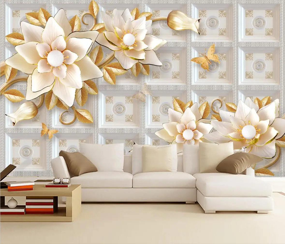 beibehang Custom photo wallpaper murals three-dimensional relief jewelry flowers European 3D background wall paintings