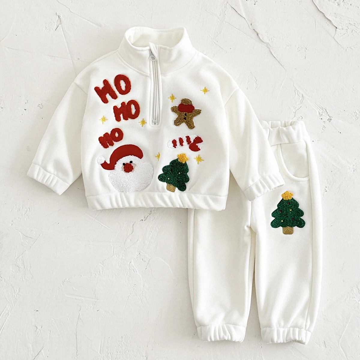 0-3Y Christmas Day Winter Newborn Baby Set Boys Clothes Zipper Santa Claus Embroidery Thick Top+Pants Warmth Infant Suit 2Pcs