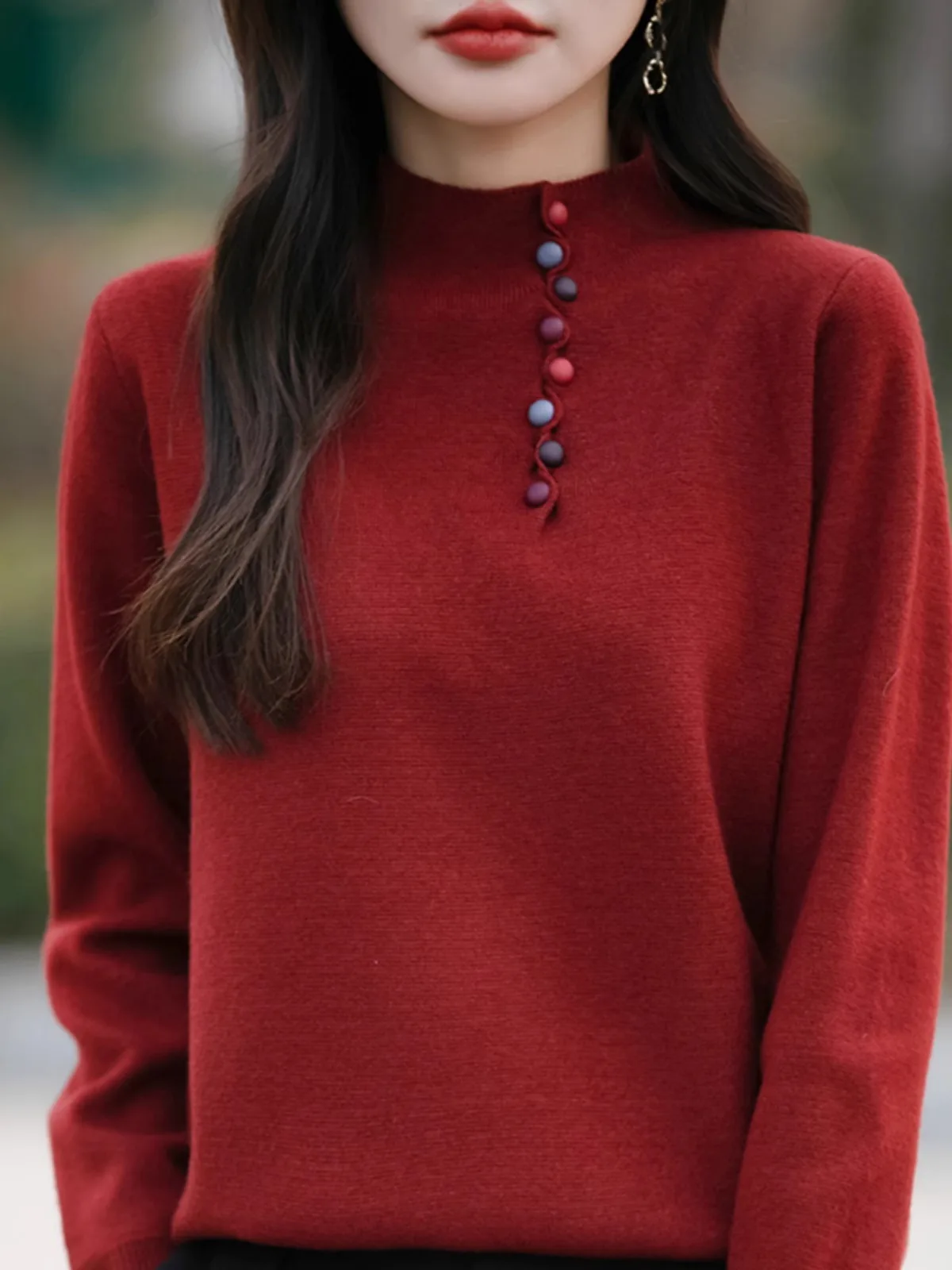 Maglione lavorato a maglia ampio da donna f Collo alto Design aperto Capispalla Faionable Partita interna Top invernale lungo Sve