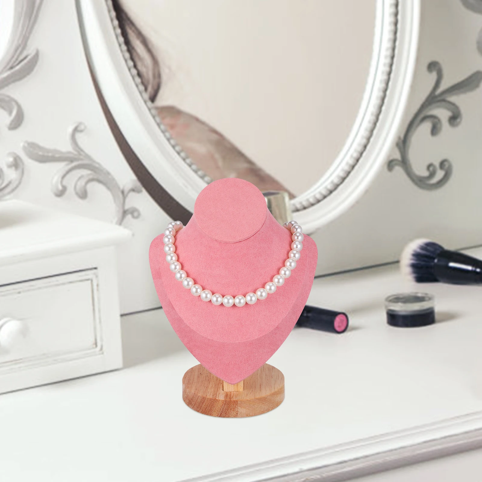 

Jewelry Rack Pink Mannequin Head Bust Necklace Pendant Display Stand Bracelet Holder Chain Organizer Compact Gift Idea Packaging