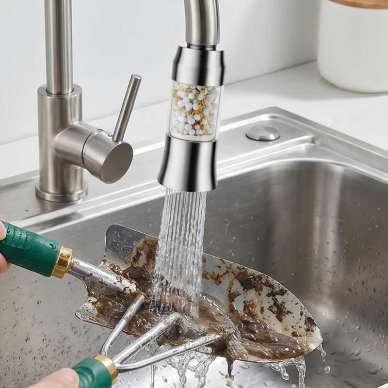 Sink Faucet Extendable Sprays Head with 12 Nozzle Adapters Easy to Install 