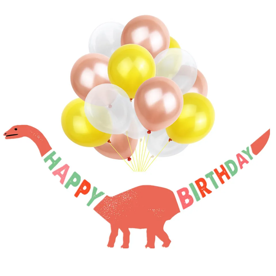 Dinosaur Happy Birthday Garland Banner Roar Dino Party Balloons Jungle Animal Safari 1st Kids Birthday Party Decoration Supplies