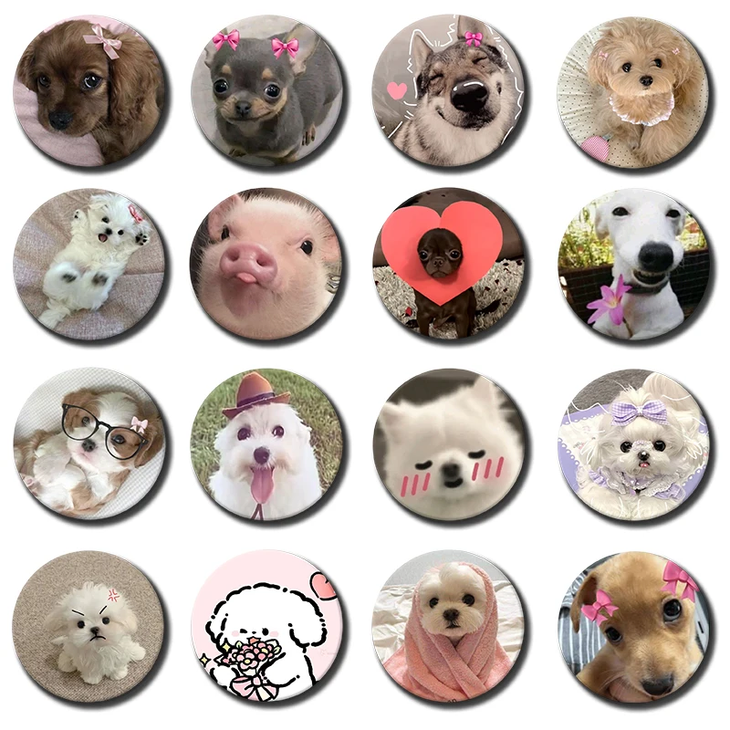 Pin de Botón de 58mm con Diseño de Perro Kawaii, Broche Divertido con Memes de Perros, Accesorio Decorativo para Bolsos, Regalo para Amigos, 1 Pieza