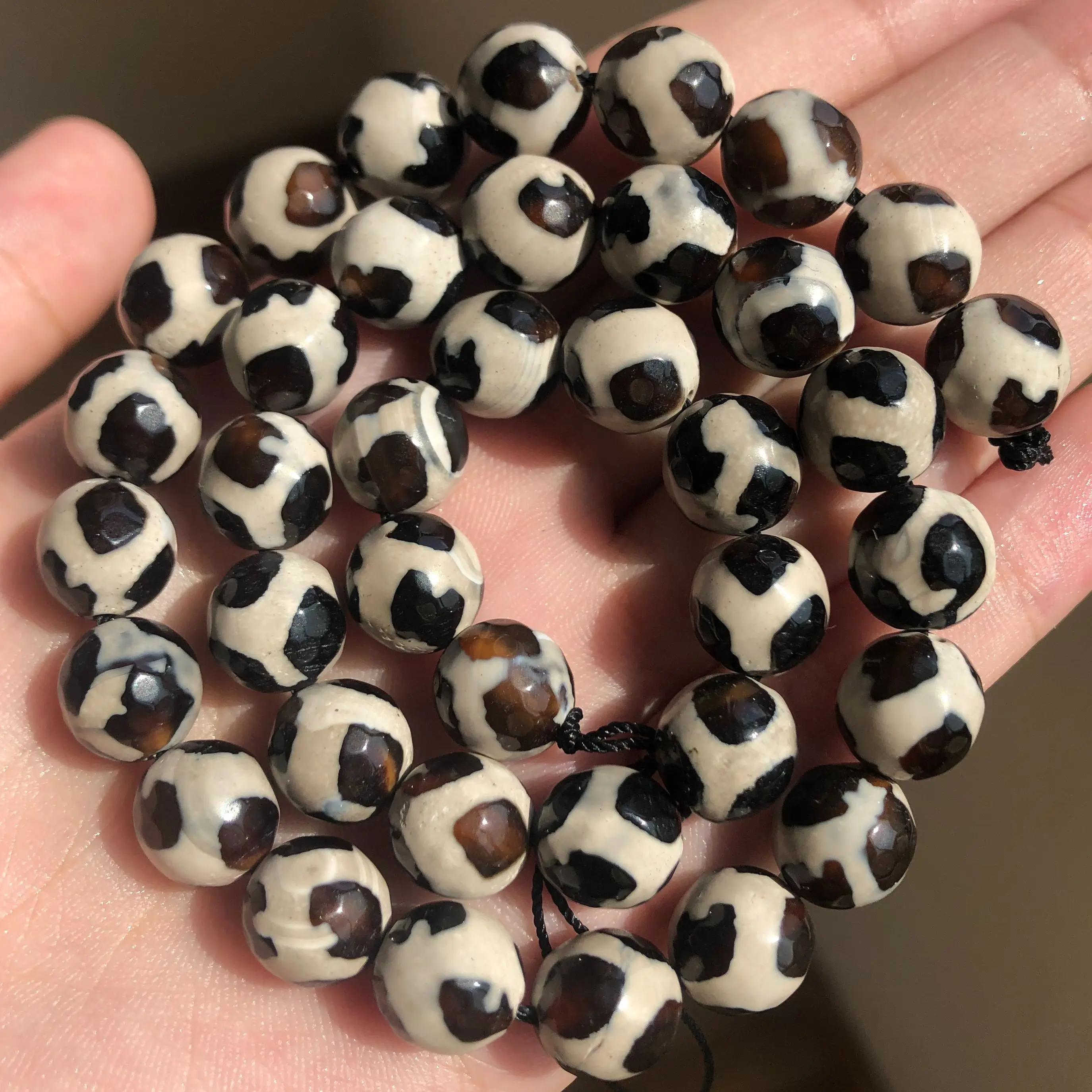 Natürliche Steinperlen, facettiert, rund, schwarze Achate, lose Perlen für die Schmuckherstellung, DIY-Armband-Zubehör, 15 Zoll, 6/8/10 mm