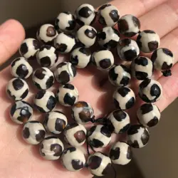 Natural Stone Faceted Round Black Agates Beads Loose Beads For Jewelry Making DIY Bracelet Accessories 15inches 6/8/10mm