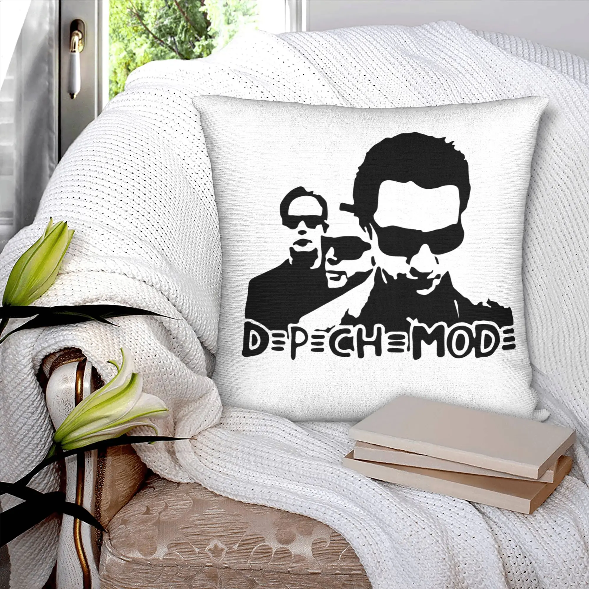 Electronic Rock Depeche Cool Mode Cushion Cover  Velvet Modern Throw Pillow Case for Sofa Home Decor