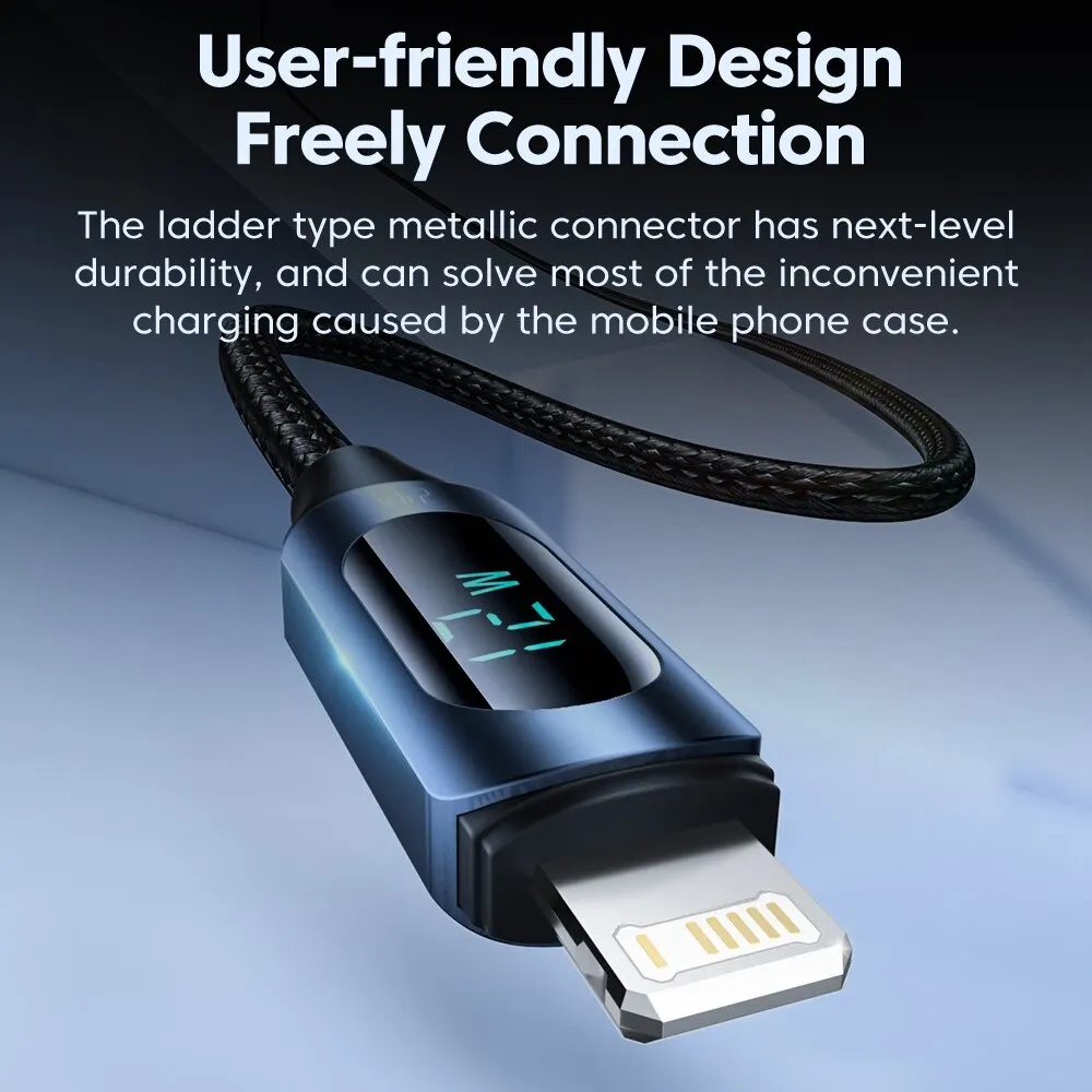 Toocki LED Display USB Cable For iPhone 14 13 12 11 Pro Max Fast Charger Charging Lightning 2.4A USB Wire Cord X XR 8 7 1m 2m