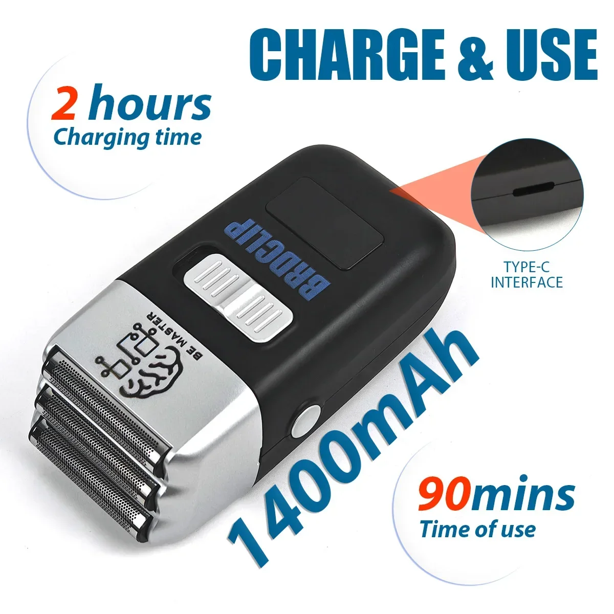 Three Blade Professional Oil Head Gradient Electric Hair Shaver Titanium Plated Knife Net Hair Salon Trimmer BRDCLIP 8008