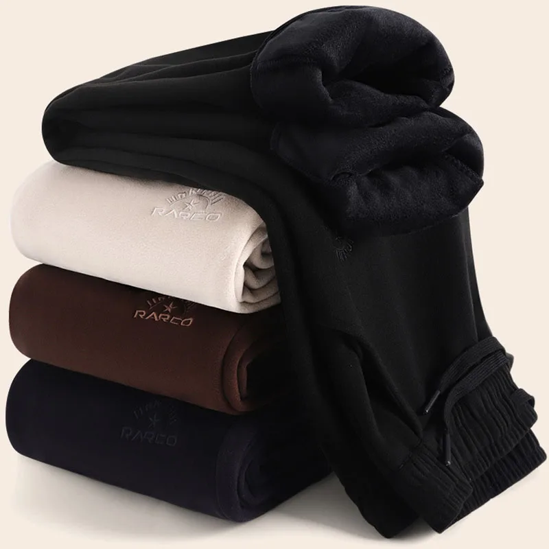 

Зимние мужские теплые брюки с вышивкой букв, повседневные бархатные утепленные спортивные штаны для мужчин, мягкие и удобные спортивные шаровары