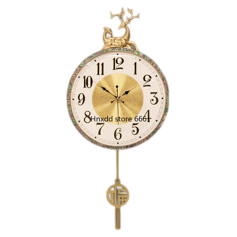 Home Living Room Creative Clock New Chinese Decorative Watch Wall-mounted Quartz Clock