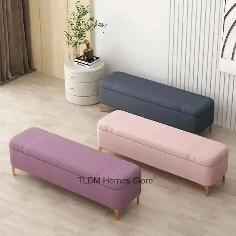 Ottoman Clothing Storage Stools Bed End European Bedroom Home Door Shoe Changing Stools Light Store Luxury Storage Footstool Gm