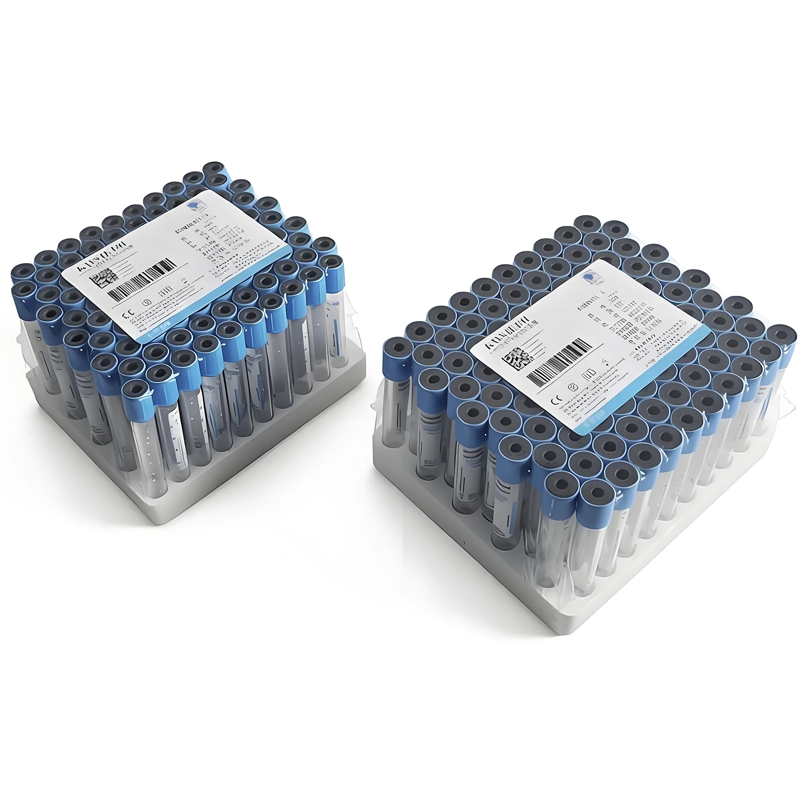 100Pc Blood Collection Coagulation Sodium Citrate Plastic Tube Sterile Negative Pressure Vacuum Blue Cap Anticoagulant Tube