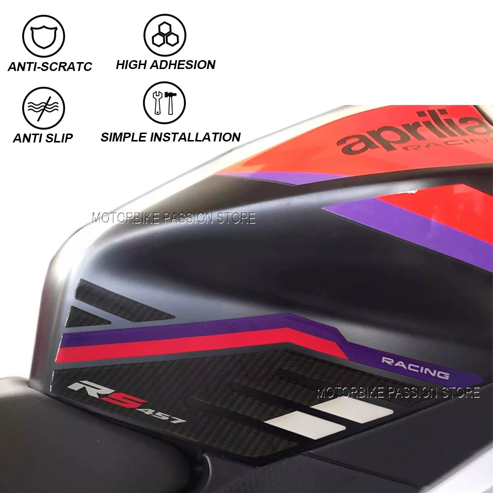 Rs 457 2024 3d Epoxy Sticker Beschermingsset Tankpad Anti Kras Sticker Antislip Voor Aprilia Rs 457 2024