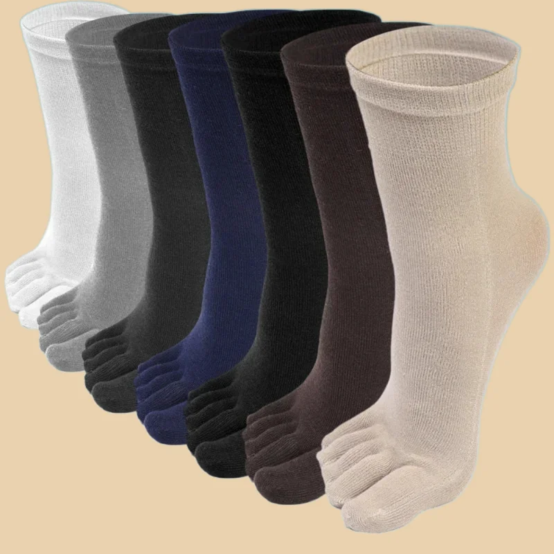 

5 Pairs New Breathable Business Mens Toe Socks Comfortable Sweat Deodorant Five-Finger Cotton Socks Sports Running Socks