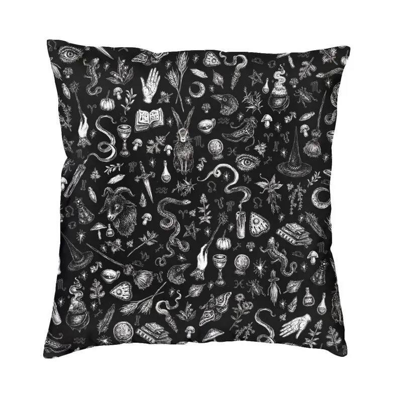 Salem Witch In Black Square Pillowcover Home Decor Occult Witchy Magic Cushions Throw Pillow for Car Double-sided Printing
