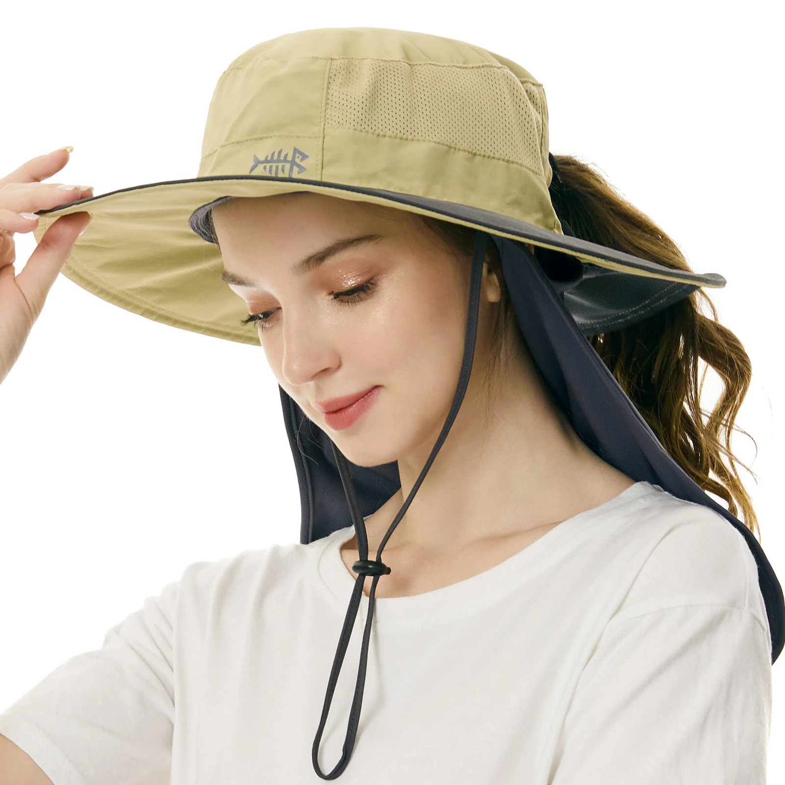 BASSDASH Summer Women Sun Hat With Ponytail Hole Large Neck Flap Water Resistant Fishing Field Work Hats Beautiful Outdoor