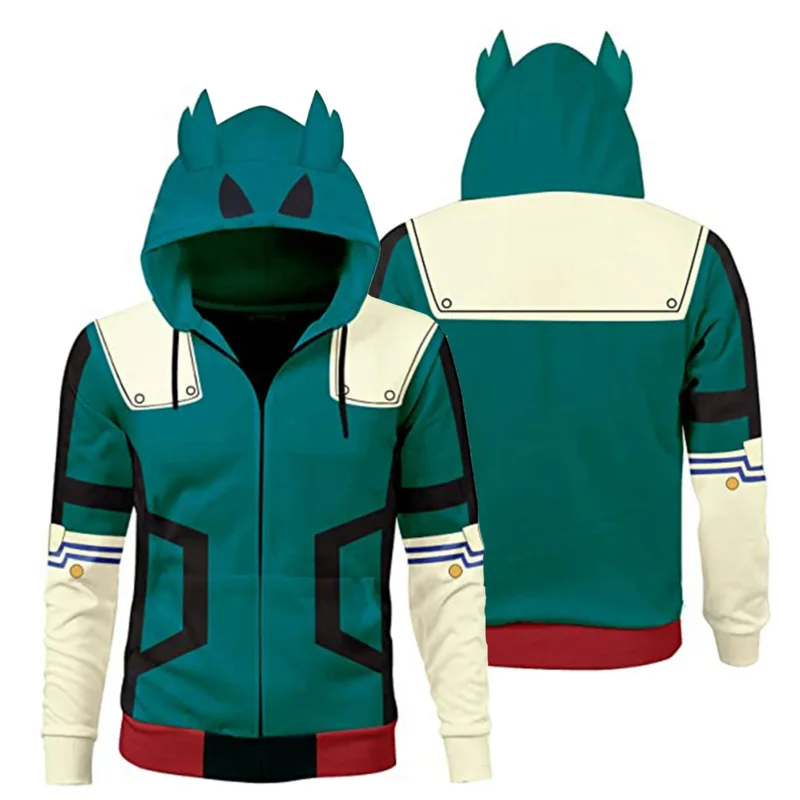 My fore3D-Sweat à capuche Midoriya Izuku Deku, uniforme PVD, pull d'école, manteau en Y, tenue pour adultes et enfants