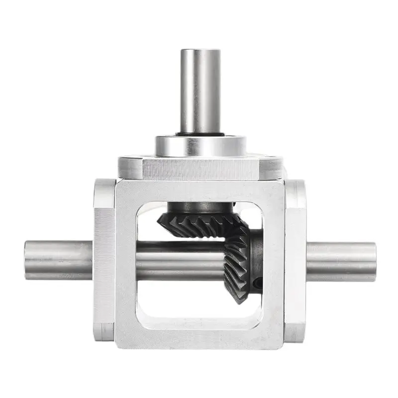 T19C 4X 90Degree Bevel 1:1 Forward Double Output Shaft 1 Module 20 Teeth Bevel Gear Aluminum Frame Simple DIY Module