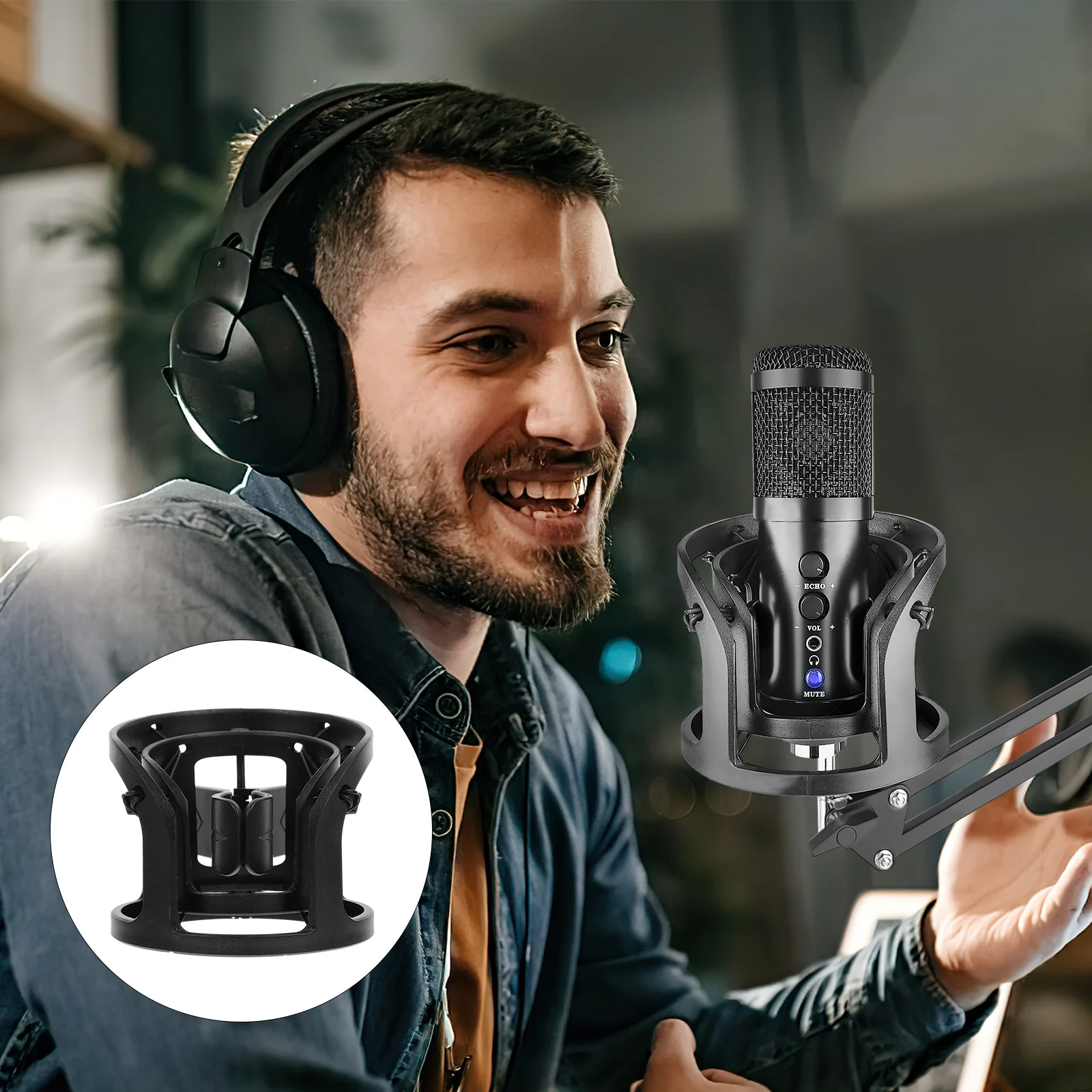 

Microphone Clip Holder Universal Mic Stand Clip Plastic Anti-Vibration Mount For Handheld Mics Replacement Accessory