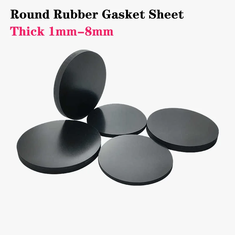 20Pcs Rubber Solid Round Gasket Shock-absorbing Wear-resistant Sealing Gasket Buffering Flat Pad Disc Thick 1mm-8mm