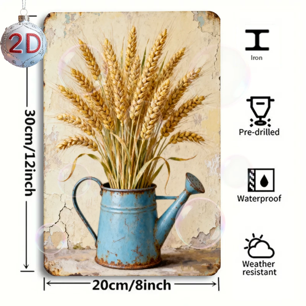 2D flat, Retro metal decorative painting , 8x12 inches ,Home decoration, Christmas atmosphere,daily gifts,  Suitable for Lawn