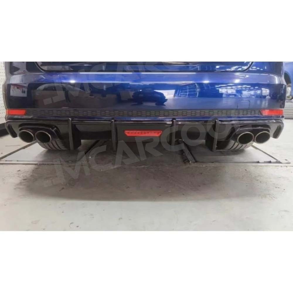 ABS Gloss Black Rear Bumper Lip Diffuser Spoiler With LED for Audi A4 S4 B9 2017-2019 Sports Rear Diffuser Body Kits